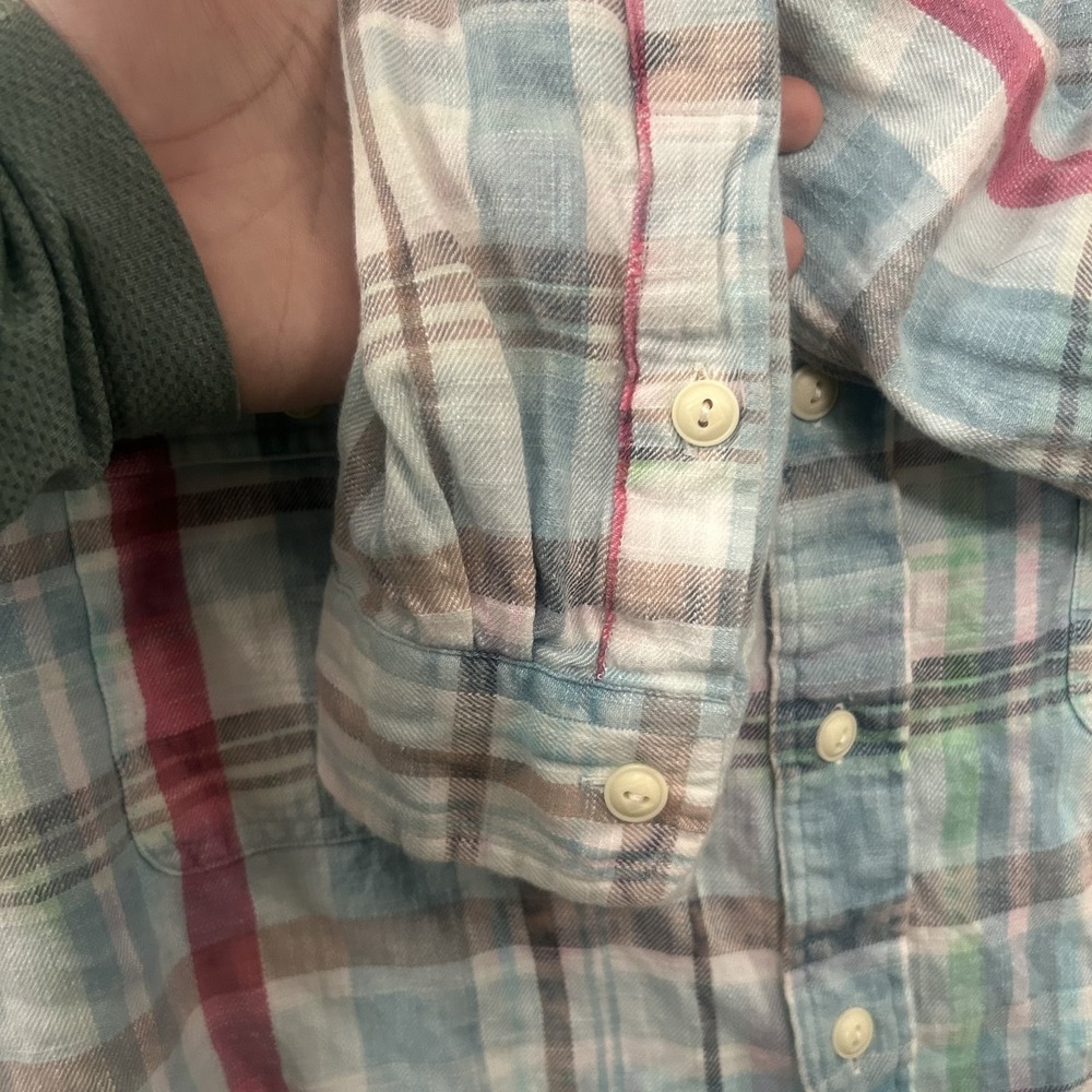 Polo Ralph Lauren Shirt Mens Large White‎ Pink Blue Plaid Classic Fit Pockets - Picture 9 of 11